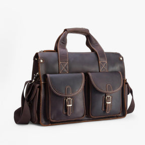 bags : Vintage Leren Aktetas Leer - Donkerbruin in van Pantino