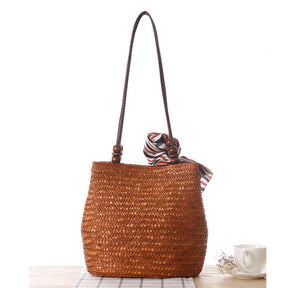 bags : Schoudertas van Stro - Bruin in van Pantino