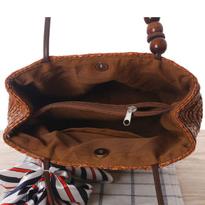 bags : Schoudertas van Stro - Bruin in van Pantino