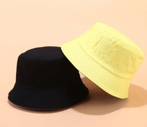 Bucket Hat : Hoed Khaki - Lichtbord Dubbelzijdige Emmerhoed in Geel van Pantino