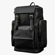 bags : Leren Rugzak met Laptopvak Leer - Zwart in Zwart van Pantino