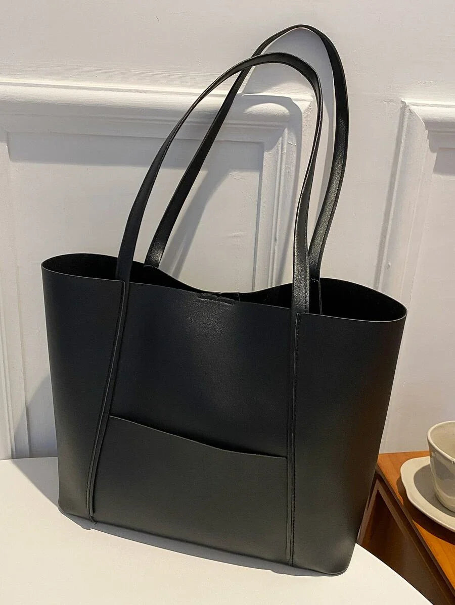 bags : Stella Top Handle Bag Black - Leer in van Pantino