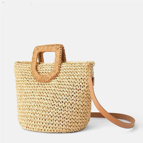 bags : Strandtas met Houten Handvat - Beige in van Pantino