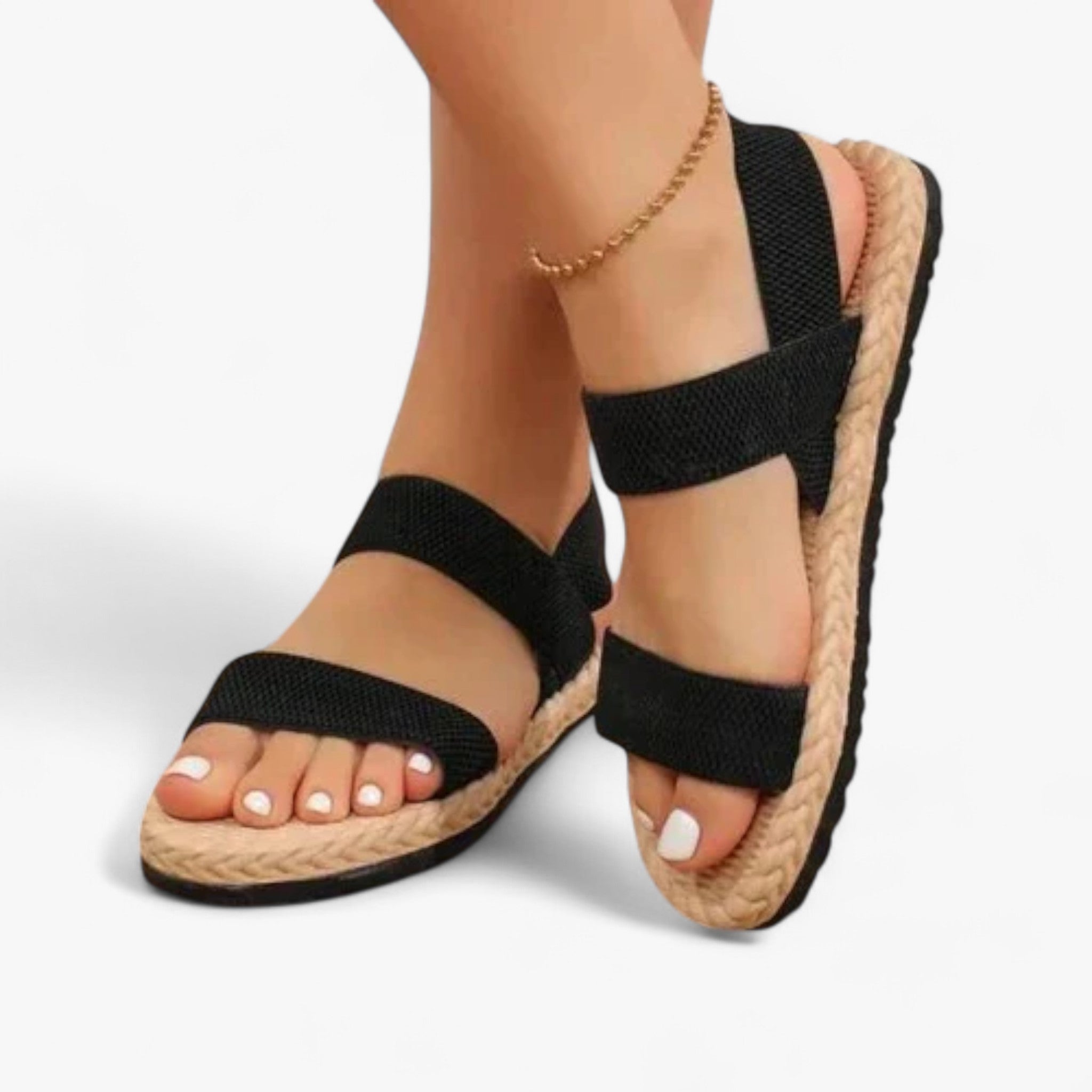 Orthopedic Sandals : Orthopedische Sandalen Dames - Comfortabele Blauwe Leren Sandaal met Voetboogondersteuning in Zwart van Pantino