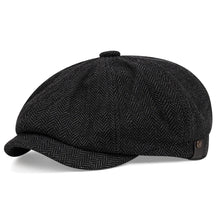 Beret : Baret Heren Zwart - Lente en Herfst Casual Hoed Retro Dunne in Zwart 56-60cm van Pantino