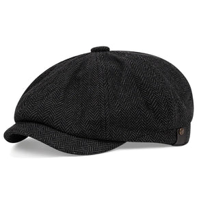 Beret : Baret Heren Zwart - Lente en Herfst Casual Hoed Retro Dunne in Zwart 56-60cm van Pantino