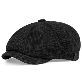 Beret : Baret Heren Zwart - Lente en Herfst Casual Hoed Retro Dunne in van Pantino
