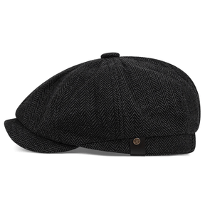 Beret : Baret Heren Zwart - Lente en Herfst Casual Hoed Retro Dunne in van Pantino