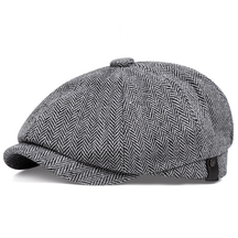 Beret : Baret Heren Zwart - Lente en Herfst Casual Hoed Retro Dunne in Grijs 56-60cm van Pantino
