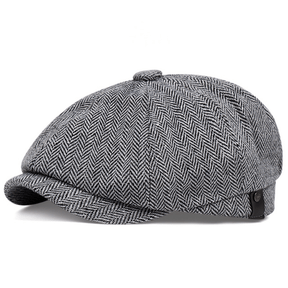 Beret : Baret Heren Zwart - Lente en Herfst Casual Hoed Retro Dunne in van Pantino