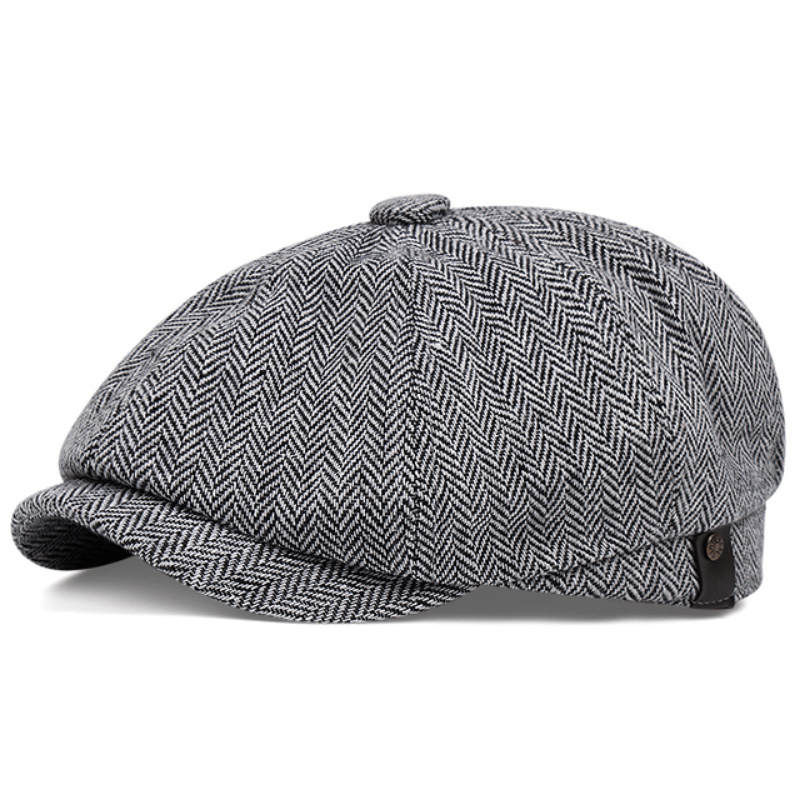 Beret : Baret Heren Zwart - Lente en Herfst Casual Hoed Retro Dunne in van Pantino