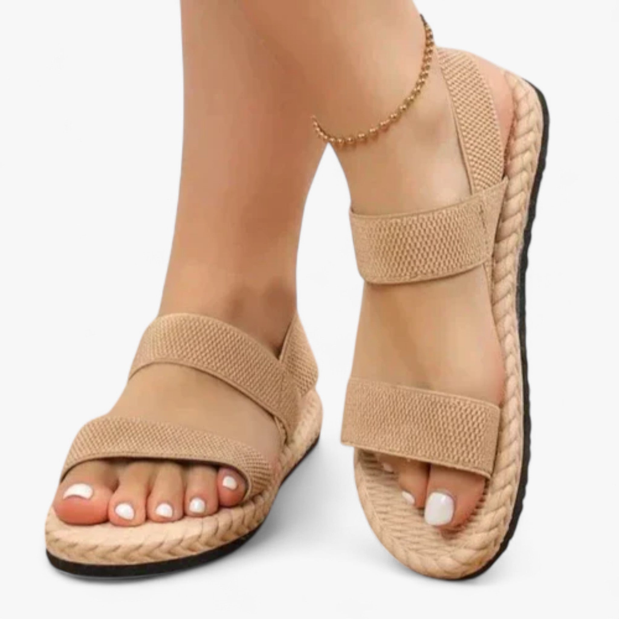 Orthopedic Sandals : Orthopedische Sandalen Dames - Comfortabele Blauwe Leren Sandaal met Voetboogondersteuning in Abrikoos van Pantino
