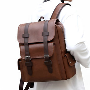 bags : Rugzak Zwart - Premium Leren Leer in van Pantino