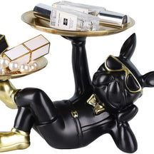 home & garden : Multifunctionele Bulldog Opbergstandbeeld - Marineblauw Zittend in Zwart Liggend van Pantino