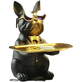 home & garden : Multifunctionele Bulldog Opbergstandbeeld - Marineblauw Zittend in Zwart Zittend van Pantino