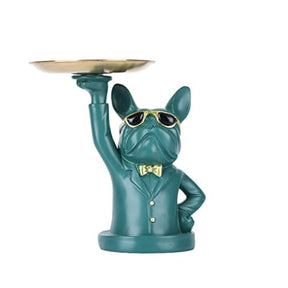 home & garden : Multifunctionele Bulldog Opbergstandbeeld - Marineblauw Zittend in Groen Staand van Pantino