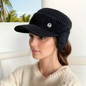 Winter Hat : Muts Dames Zwart - Wintermuts met Oorflappen in Zwart van Pantino