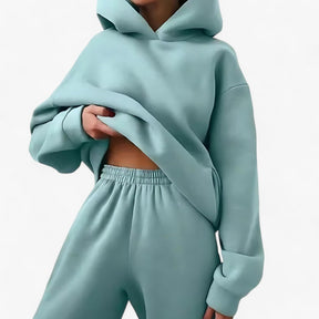 Two-Piece Set : Beha Legergroen - Valeria Winter Hoody Sets - Behaaglijke Warmte voor Koude Dagen in Menthe van Pantino