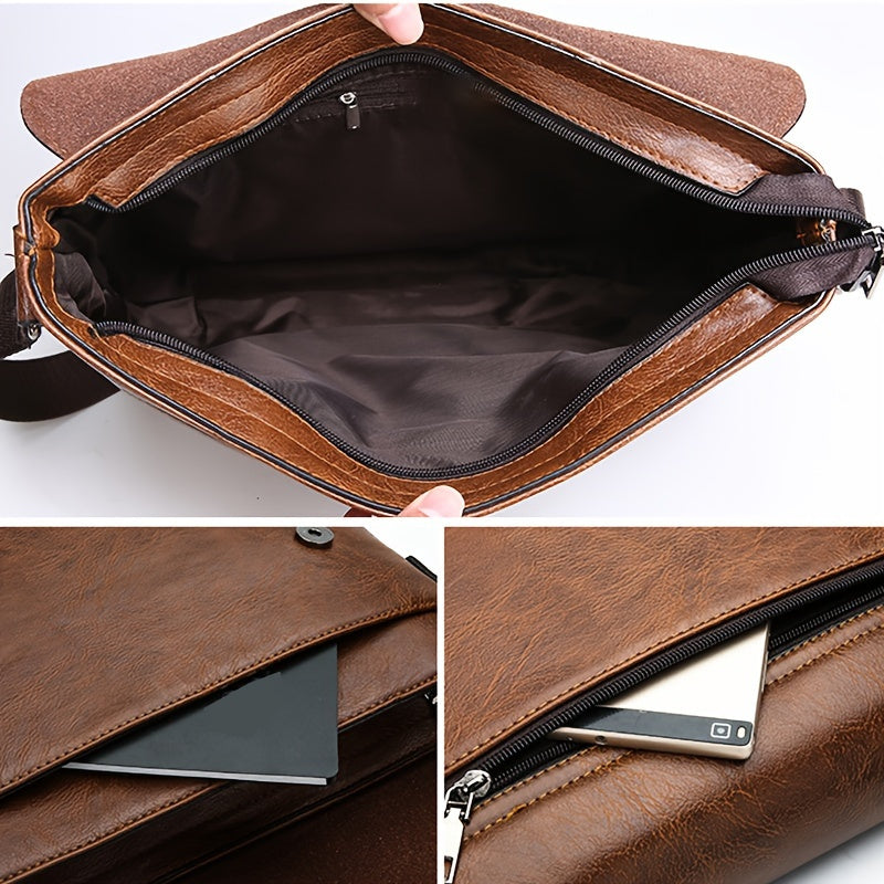 bags : Retro Eenvoudige Elegante Zakelijke PU Lederen Sling Bags - Bruin in van Pantino
