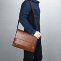 Retro Eenvoudige Elegante Zakelijke PU Lederen Sling Bags - Bruin