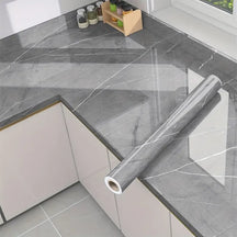 home & garden : Zelfklevend Marmerfolie Grijs - Waterdicht & Hittebestendig Decoratief Folie 60x200cm in Donkergrijs van Pantino