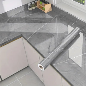 home & garden : Zelfklevend Marmerfolie Grijs - Waterdicht & Hittebestendig Decoratief Folie 60x200cm in Donkergrijs van Pantino