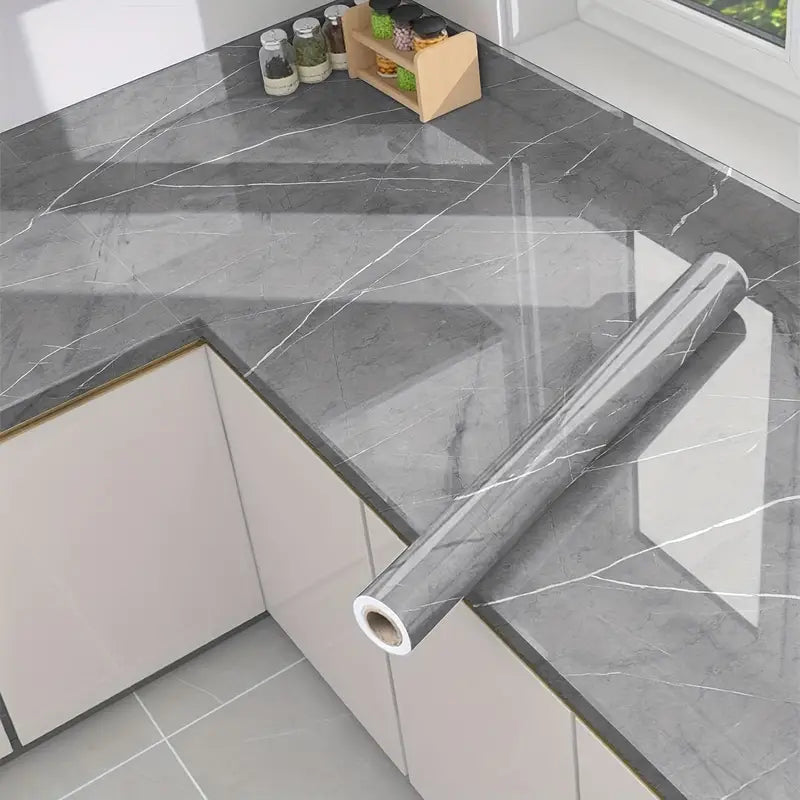 home & garden : Zelfklevend Marmerfolie Grijs - Waterdicht & Hittebestendig Decoratief Folie 60x200cm in Donkergrijs van Pantino