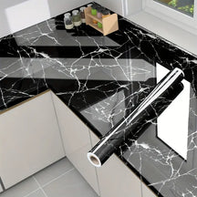 home & garden : Zelfklevend Marmerfolie Grijs - Waterdicht & Hittebestendig Decoratief Folie 60x200cm in Zwart van Pantino