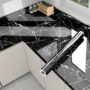 home & garden : Zelfklevend Marmerfolie Grijs - Waterdicht & Hittebestendig Decoratief Folie 60x200cm in Zwart van Pantino
