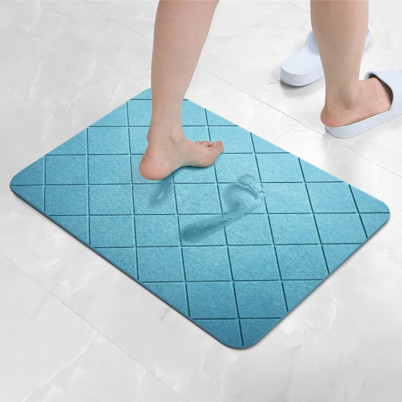 home & garden : Zachte en Absorberende Rechthoekige Badmat - Witte Golven in Blauw Vierkant van Pantino
