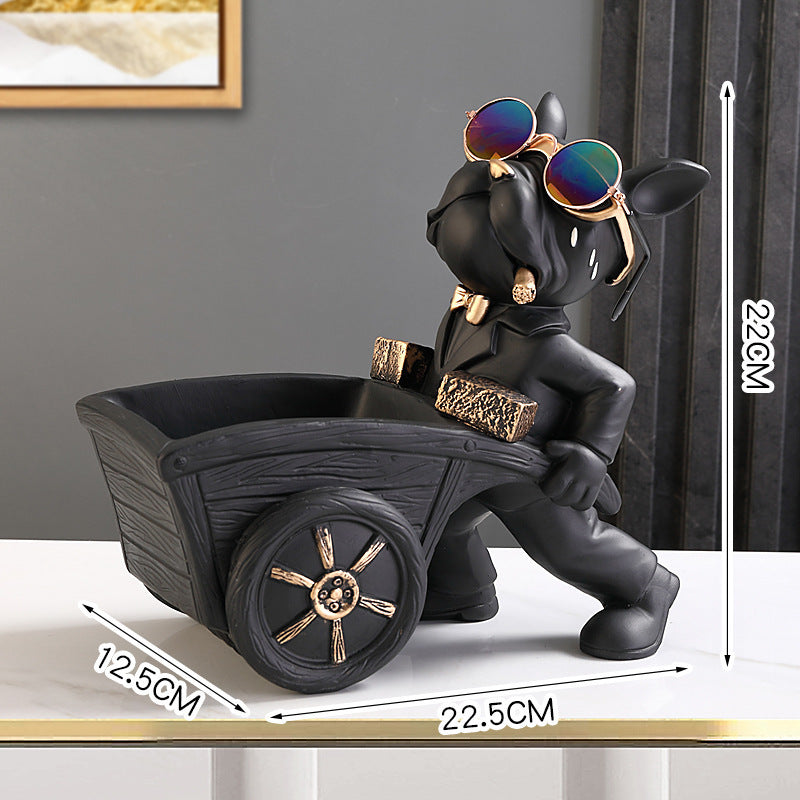 home & garden : Bulldog Opbergornament en Decoratiebakje - Groen in Zwart van Pantino