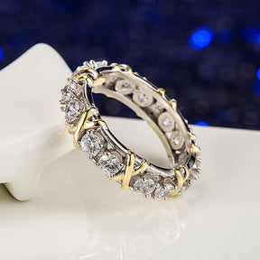 Ring : Exceptional Ring - Vergulde Luxueuze Ring - Wit+Lila in van Pantino