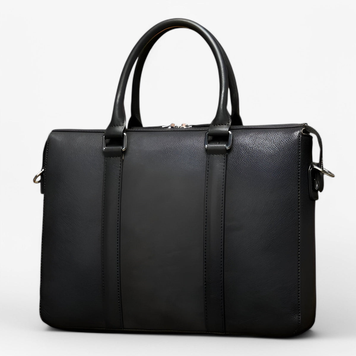Dames Laptoptas van Echt Zwart Leer met Verstelbare Schouderriem, 15.6 inch