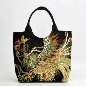 bags : Handtas Dames - Exquise Pauw Borduurwerk Canvas Multi-Draag Handtassen Ensemble in van Pantino