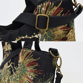 bags : Handtas Dames - Exquise Pauw Borduurwerk Canvas Multi-Draag Handtassen Ensemble in van Pantino