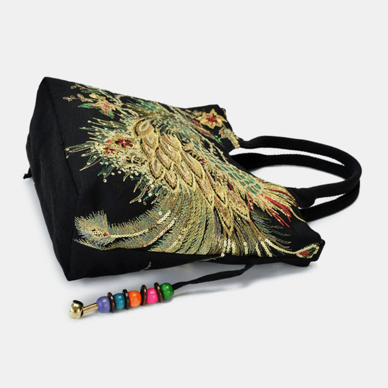 bags : Handtas Dames - Exquise Pauw Borduurwerk Canvas Multi-Draag Handtassen Ensemble in van Pantino