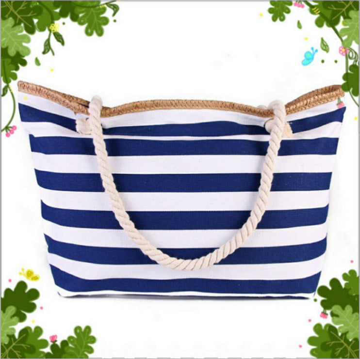 bags : Gestreepte Strandtas Mori - Marineblauw in Marineblauw van Pantino