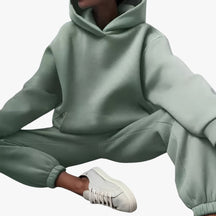 Two-Piece Set : Beha Legergroen - Valeria Winter Hoody Sets - Behaaglijke Warmte voor Koude Dagen in Turkoois van Pantino