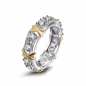 Ring : Exceptional Ring - Vergulde Luxueuze Ring - Wit+Lila in van Pantino