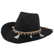 Sun Hat : Schelp Zonnehoed met Kwastjes - Beige in Zwart van Pantino