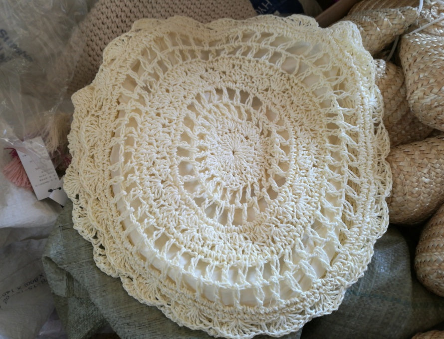bags : Vintage Rotan Tas - SeaSide Chic - Beige in Wit van Pantino