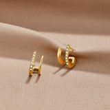 Boucles d'oreilles or - Mini griffe cristal 18K
