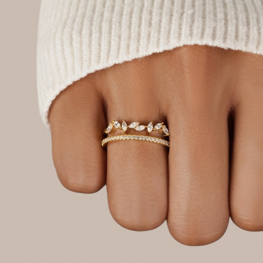 Ring : Ring Goud - Mia 18K Crystal in van Pantino