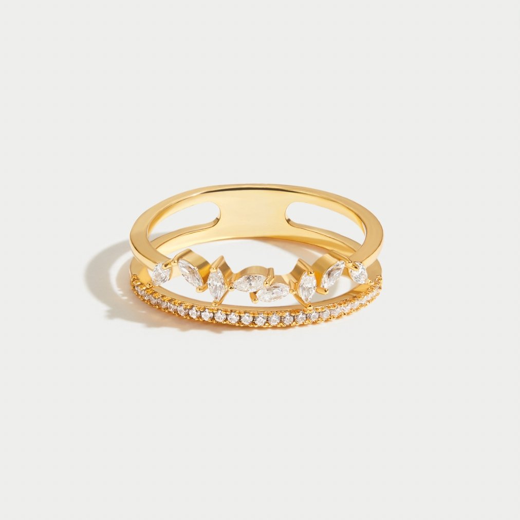 Ring : Ring Goud - Mia 18K Crystal in van Pantino