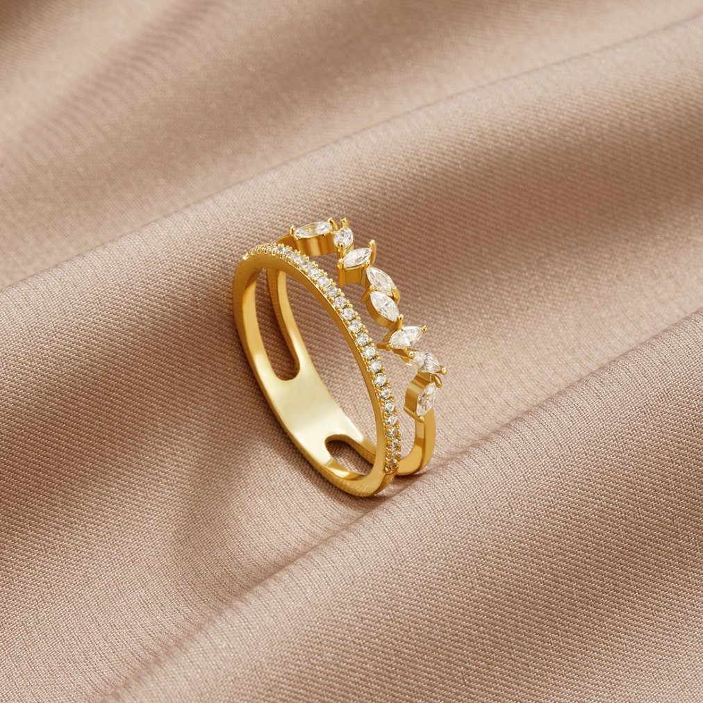 Ring : Ring Goud - Mia 18K Crystal in Goud van Pantino