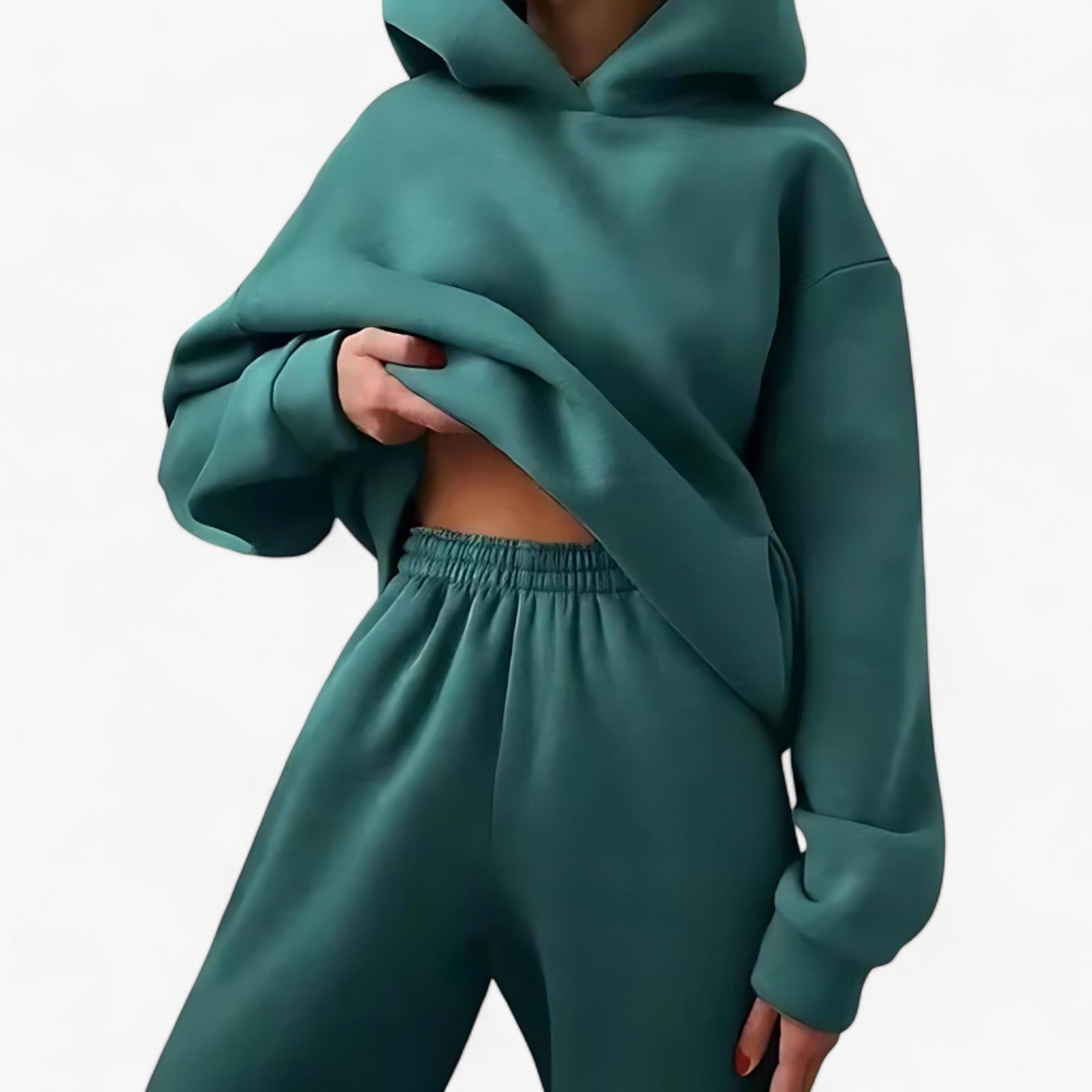Two-Piece Set : Beha Legergroen - Valeria Winter Hoody Sets - Behaaglijke Warmte voor Koude Dagen in van Pantino