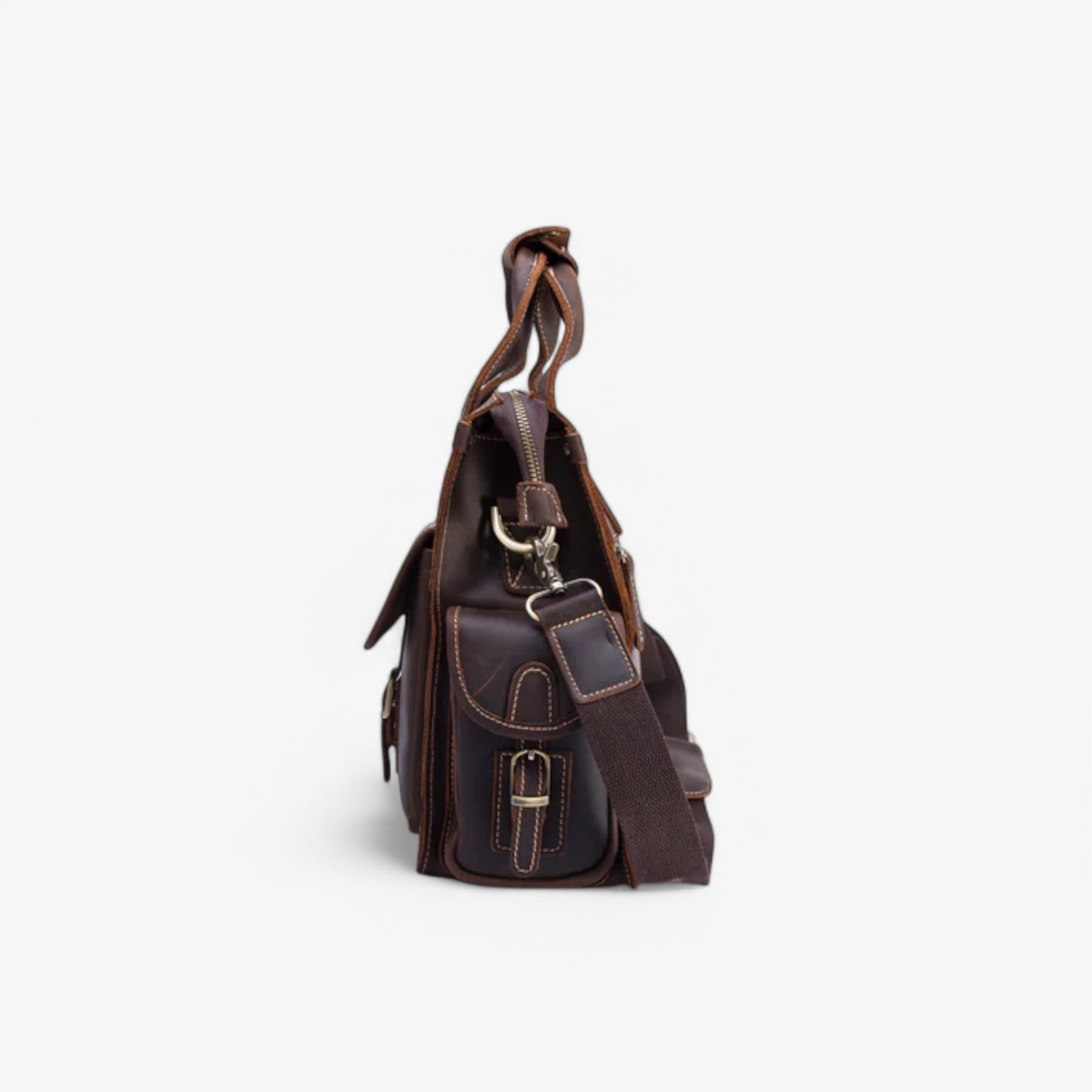 bags : Vintage Leren Aktetas Leer - Donkerbruin in van Pantino
