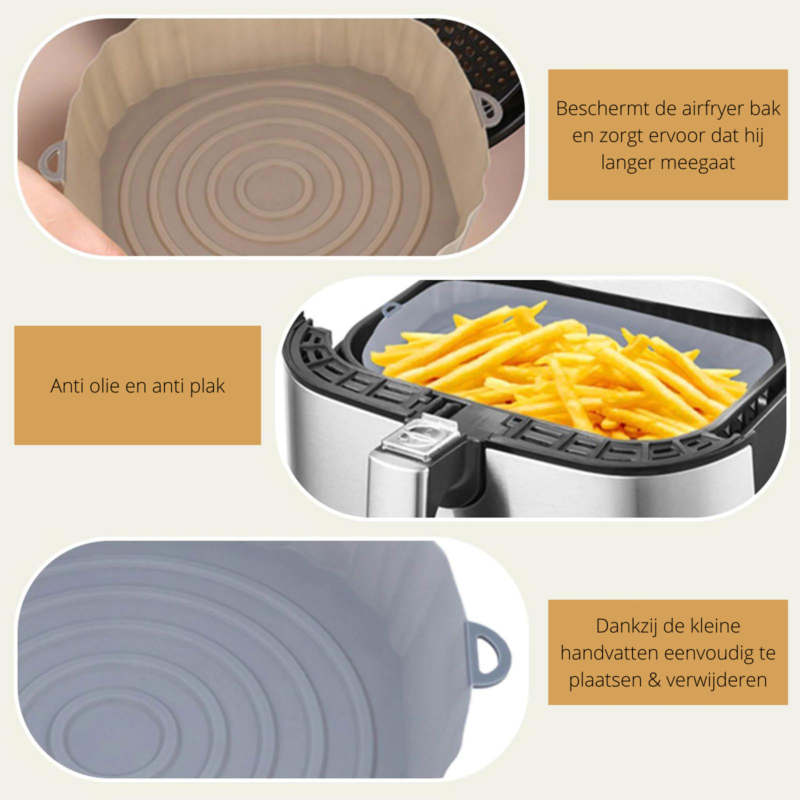 home & garden : Siliconen Airfryer Vorm Bruin - Herbruikbaar Vaatwasser Veilig - Siliconen in van Pantino