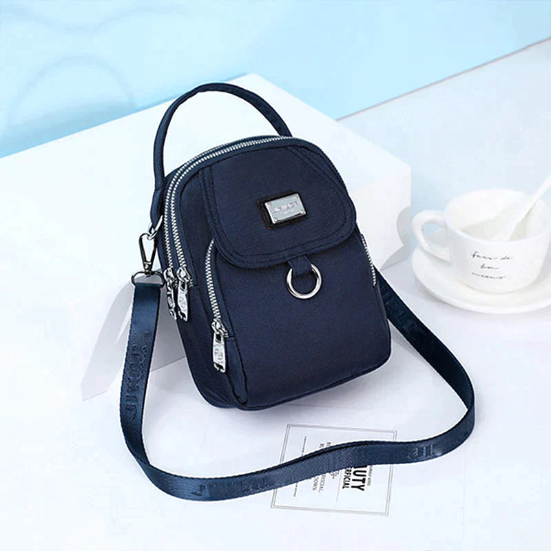bags : Crossbody Tas Blauw - PhoneBag - Telefoonhoesje met Rits voor in van Pantino