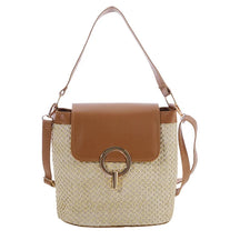 bags : Strandtas Dames Bruin - Stro Geweven Metalen Klem PU-Riem - Stro in Bruin van Pantino